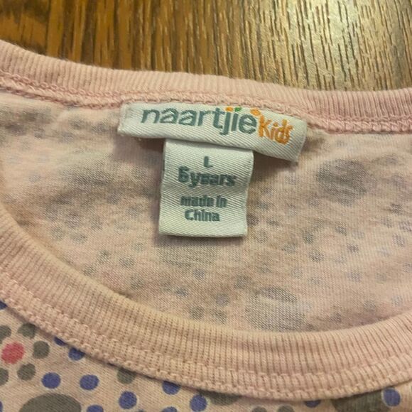 Naartjie Kids Pink & Gray Striped and Polka Dotted Long Sleeve Shirt Size 6 - Picture 3 of 5